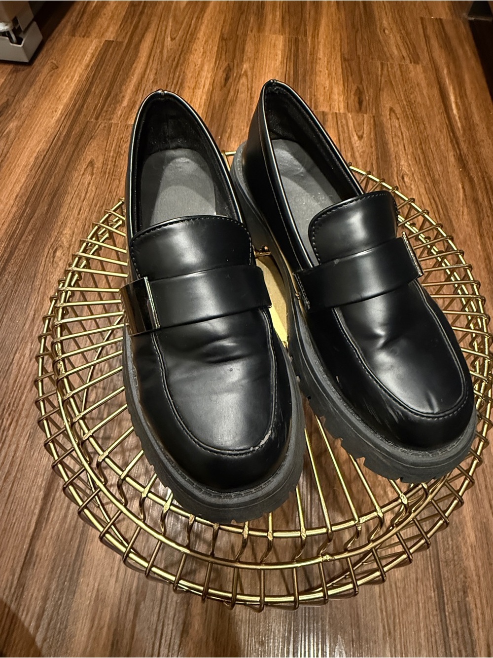 Classic Black Faux Leather Women’s Loafers